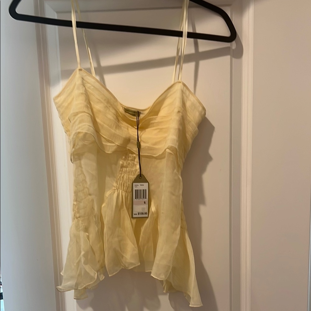 Max Studio Cream Asymmetrical Ruffled Camisole
